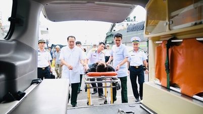 הספינה Trường Sa 20 של חטיבה 955 הביאה בבטחה לחוף דייגים שסבלו מדלקות מעיים.