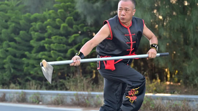 Ved at bruge en hakke som våben kombineret med Shaolin kampsport, vandt den 66-årige kinesiske kampsportmester alligevel guldmedaljen.