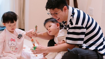 Tv-værten Mạnh Cường og Hương Giangs tvillinger bragte latter frem med deres komiske optræden.