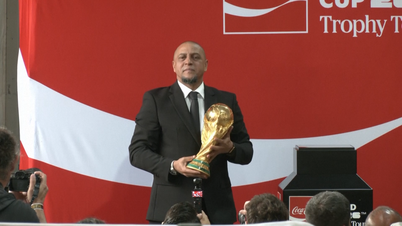The 2026 World Cup trophy arrives in Mexico before the opening ceremony.