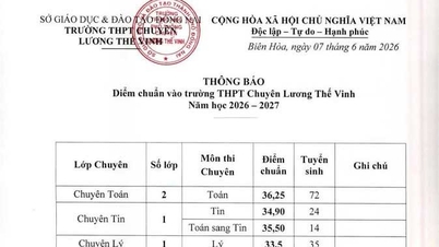 The first specialized high school in Dong Nai city announces its admission scores.