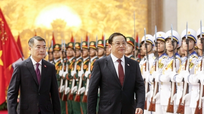 Premierminister Le Minh Hung ledes af velkomstceremonien for den laotiske premierminister.