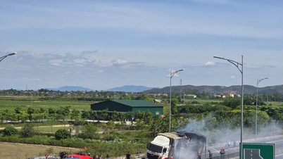 While traveling on the North-South Expressway, a truck carrying 10 tons of plums suddenly caught fire.