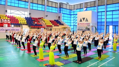 Over 250 elever deltog i International Yogadag i Tuyen Quang.