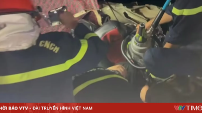 Caminhão cai em desfiladeiro em Gia Lai; operação de resgate para motorista preso na cabine.