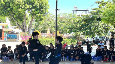 Sebanyak 130 siswa dari sekolah bela diri Phan Hoa berpartisipasi dalam ujian kenaikan sabuk bela diri tradisional.