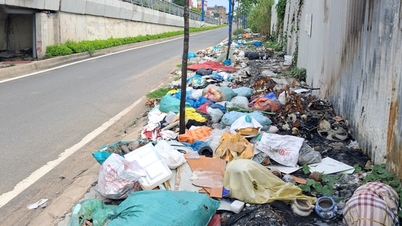 Rác thải tràn lan bên cầu Nam Lý