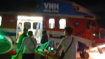 Helikopter disewa untuk mengangkut turis wanita dari Pulau Phu Quy ke daratan untuk perawatan darurat.