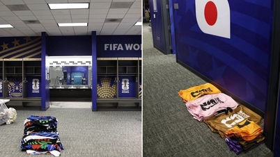 Hình ảnh phòng thay đồ của đội Nhật tại World Cup khiến dân mạng ngỡ ngàng