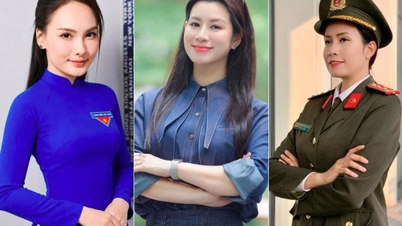 Aktris Bao Thanh, seorang kapten muda, menyumbangkan suaranya pada Kongres Nasional ke-13 Serikat Pemuda.