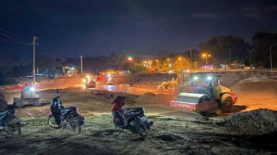 Hoàn thành GPMB, dự án đường tránh Đông Hà 415 tỷ đồng vẫn lo chậm tiến độ, công nhân chong đèn làm đêm