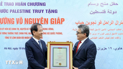 Cérémonie de remise à titre posthume du Grand Ordre de l'État de Palestine au général Vo Nguyen Giap.