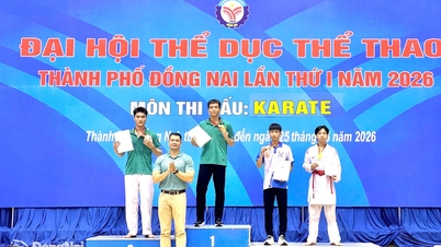 Distrik Tam Hiep meraih juara pertama dalam Kompetisi Karate di Festival Olahraga Kota Dong Nai.