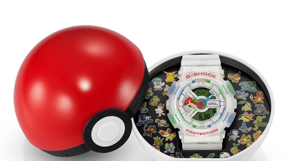 A Casio lança a edição de 30º aniversário do G-Shock em parceria com Pokémon: embalado em uma Poké Bola, com um design que lembra o Game Boy.