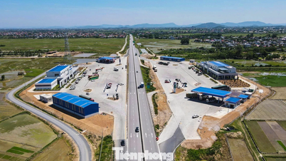 Een close-up van de eerste rustplaats op de snelweg door Thanh Hoa.