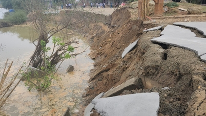 کوان ہونگ موئی کے مندر کو خطرے میں ڈالنے والی لینڈ سلائیڈنگ سائٹ کا قریبی منظر۔