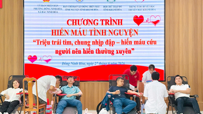 Over 300 innbyggere i Dong Ninh Hoa-distriktet deltok i frivillig bloddonasjon.