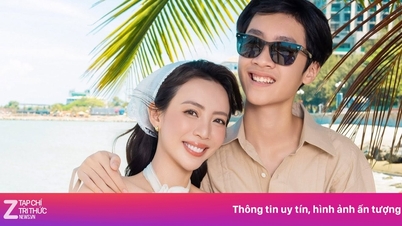 Thu Trang 'viser' sin søn frem, som er 1,8 m høj.