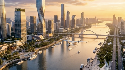 A panoramic view simulating Hanoi in the next 100 years was presented at the event announcing the Capital City Master Plan.