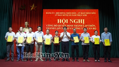 Kameraad Vu Ngoc Tri, vicevoorzitter van de Provinciale Volksraad, woonde de conferentie bij om het besluit aan te kondigen om een ​​dorp te stichten in de gemeente Nam Thuy Anh.