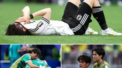 Pemain Jepun menangis dan menundukkan kepala tanda memohon maaf selepas kekalahan mereka kepada Brazil.