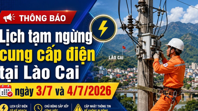 Lao Cai strømafbrydelsesplan for 3. og 4. juli: Mange områder vil være uden strøm fra tidlig morgen.