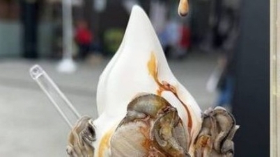 Un dessert a base di gelato davvero unico, servito con ostriche crude e salsa di soia.