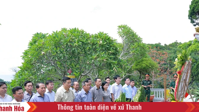 เลขาธิการพรรคประจำจังหวัด เลอ ดึ๊ก ไทย ถวายธูปเพื่อรำลึกถึงวีรชนผู้เสียสละ และตรวจความพร้อมรบที่เกาะมี