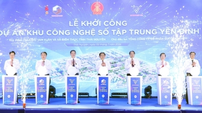 Vizepremierminister Ho Quoc Dung nimmt an der Grundsteinlegung für die konzentrierte digitale Technologiezone in Thai Nguyen teil.