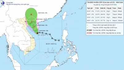 Cea mai recentă actualizare despre furtună: Taifunul Mayak - furtuna numărul 1, situată la 110 km de insula Hainan, este prognozată să atingă uscatul în Quang Ninh pe 5 iulie.