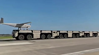 Video mendedahkan China memasang tiga trak menjadi platform pelancaran UAV elektromagnet.