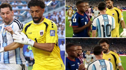 アルゼンチンが苦戦の末に勝利を収めた後、メッシはゴールキーパーのボジーニャに敬意を表して帽子を脱いだ。