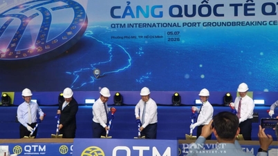 De bouw van de internationale haven QTM, met een kostenplaatje van bijna 6,9 biljoen VND, is in volle gang bij de maritieme toegangspoort van Ho Chi Minh-stad.
