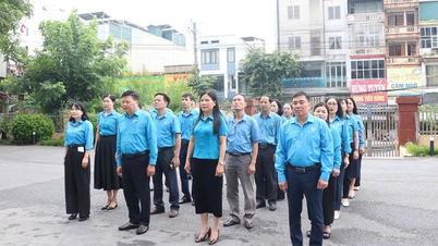 Lao Cai provinsielle fagforeningsforbund holder regelmessige månedlige ideologiske møter under flagget.