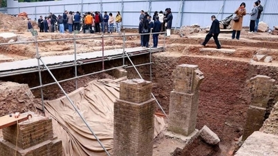 Zdjęcia przedstawiające wyniki wykopalisk archeologicznych na terenie Pałacu Kính Thiên w 2025 roku.